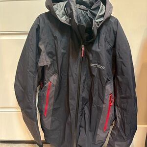 Arc'teryx Men's Dark Jacket with Red Highlights
